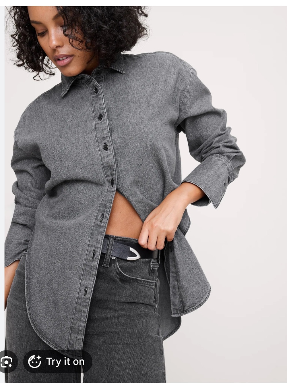 Banana Republic Gray Denim Button-Front Shirt